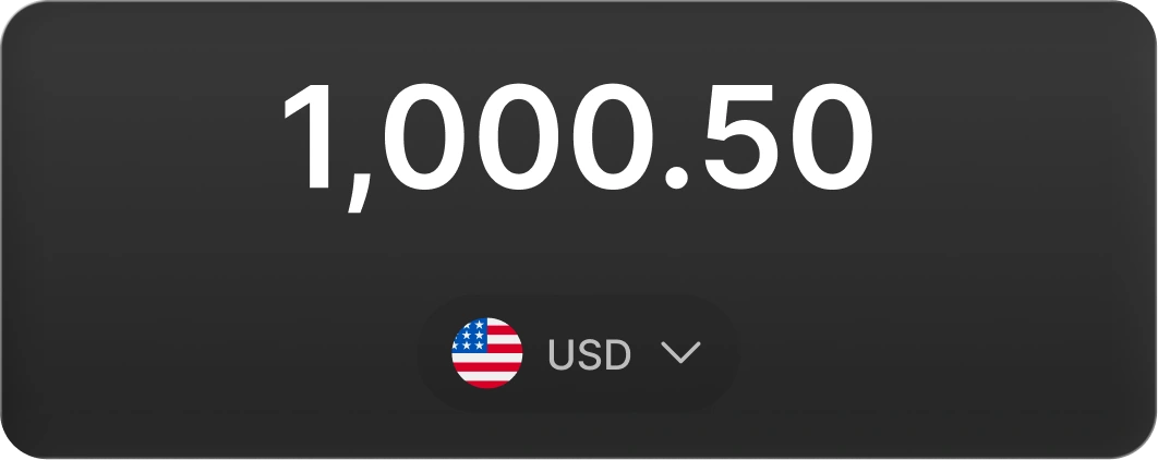 Amount entry showing 1,000.50 USD